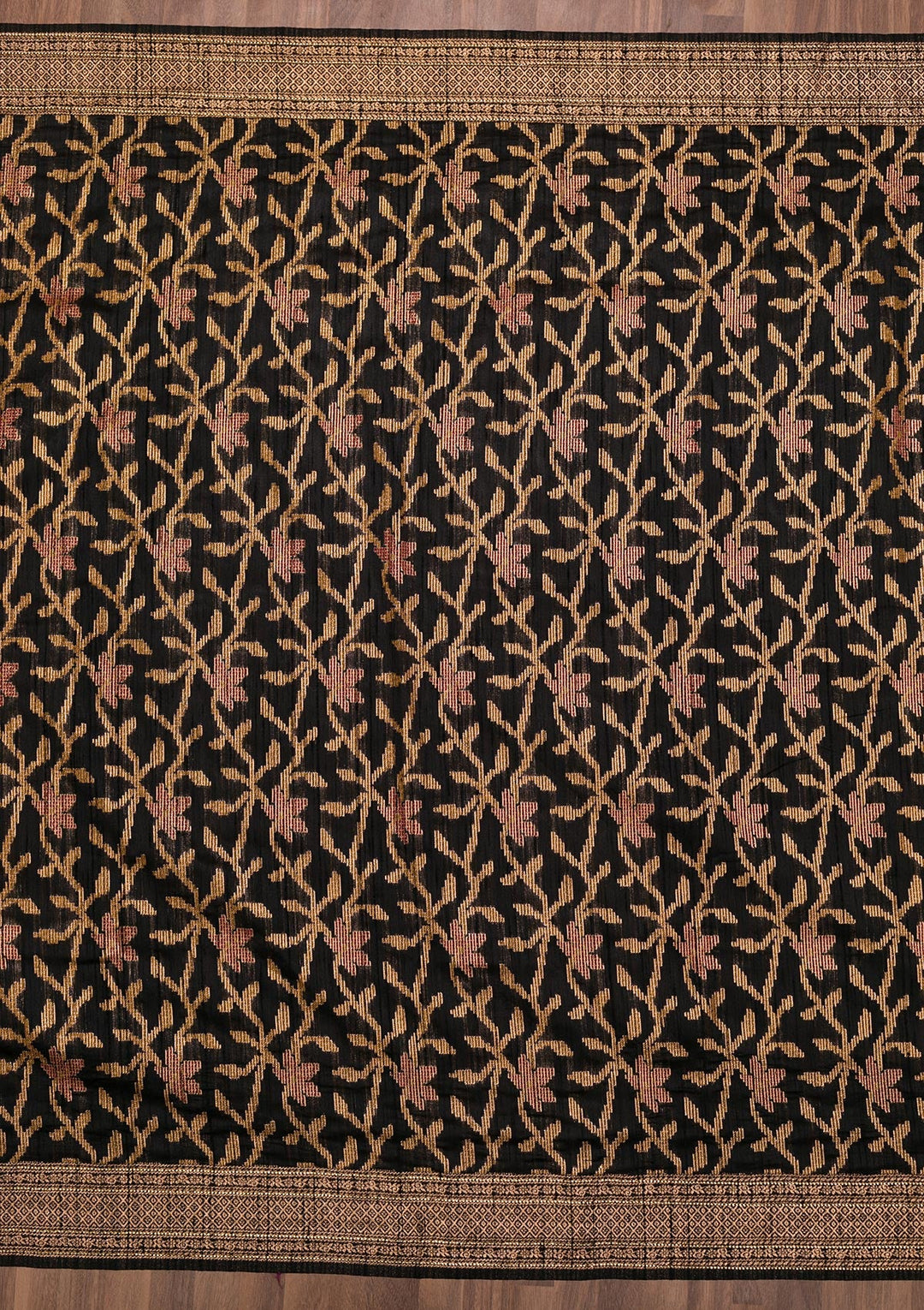 Black Zariwork Raw Silk Saree-Koskii