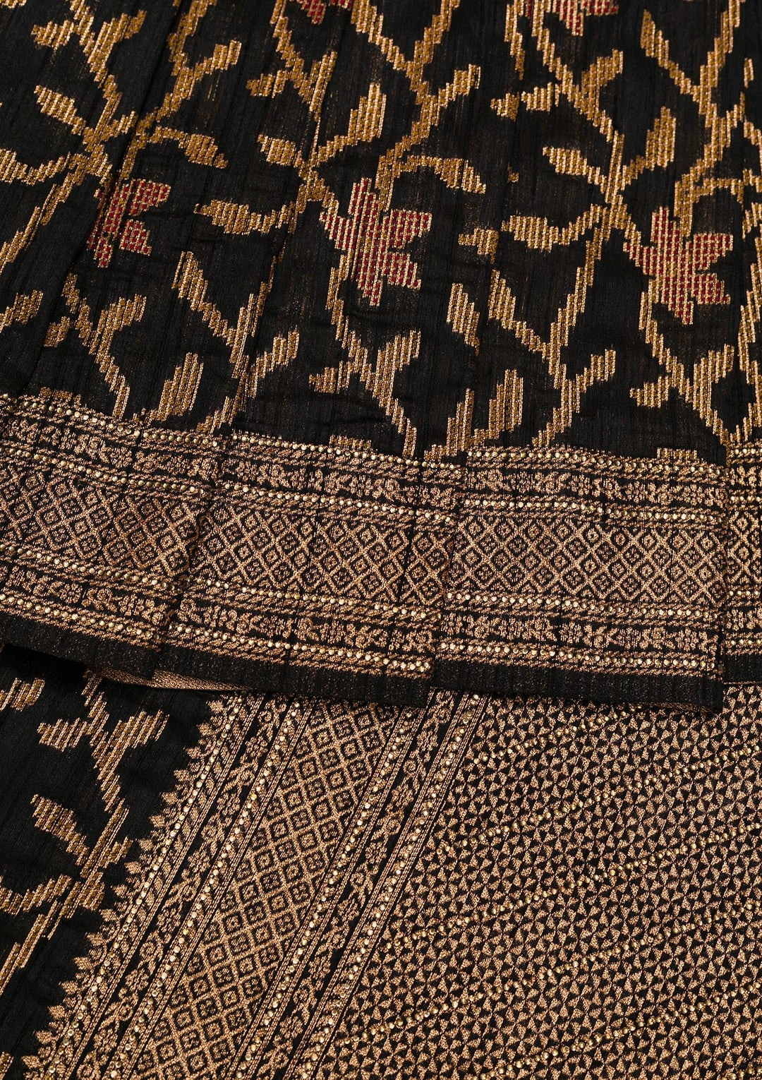 Black Zariwork Raw Silk Saree-Koskii