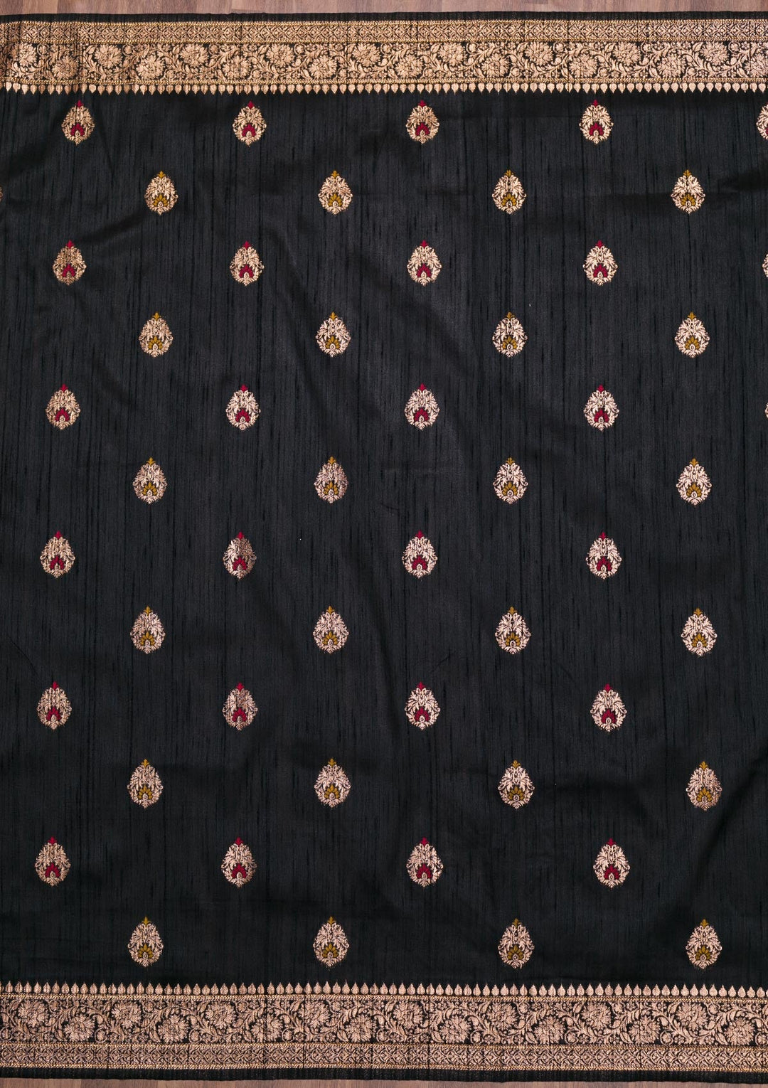Black Zariwork Raw Silk Saree-Koskii