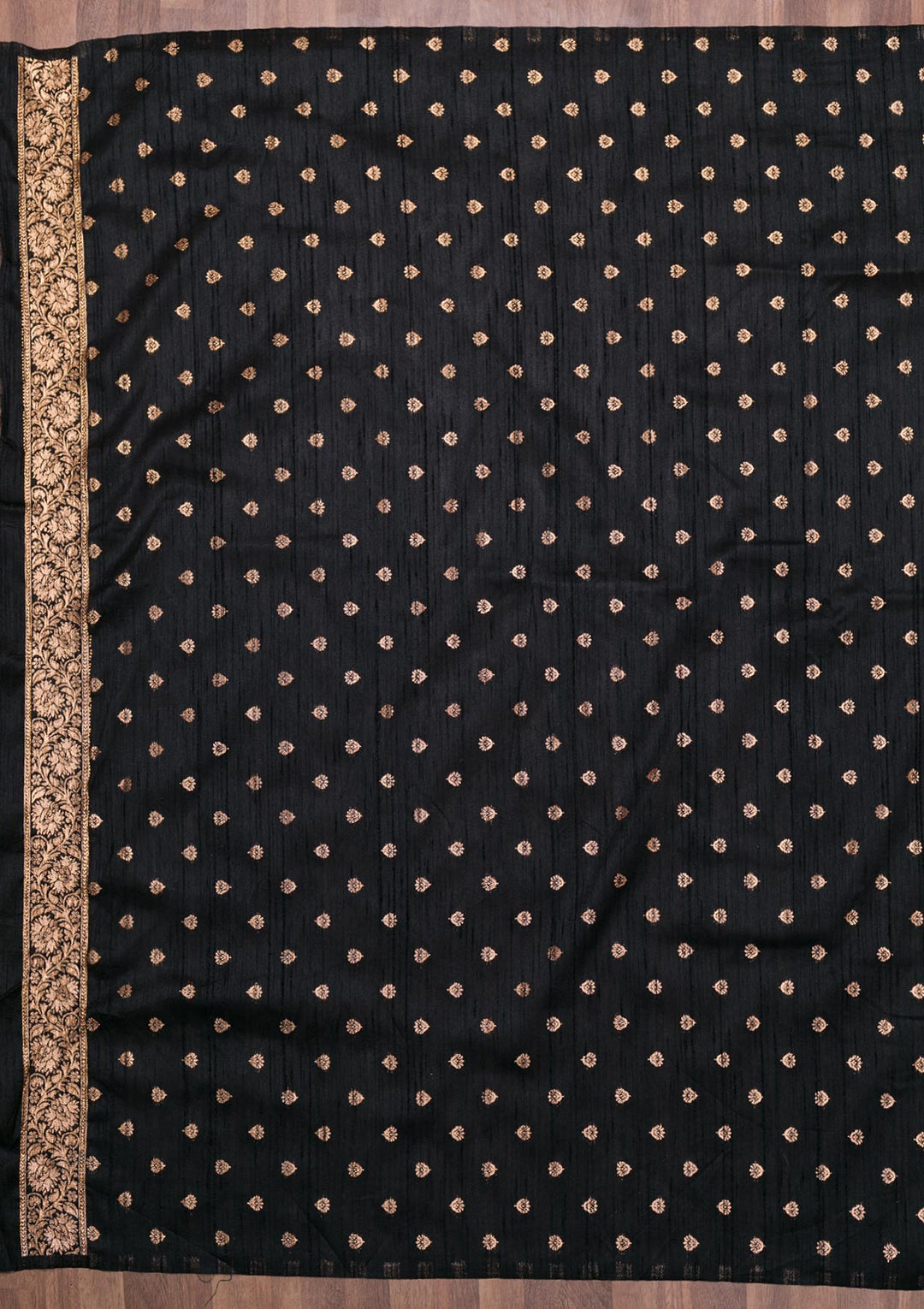 Black Zariwork Raw Silk Saree-Koskii