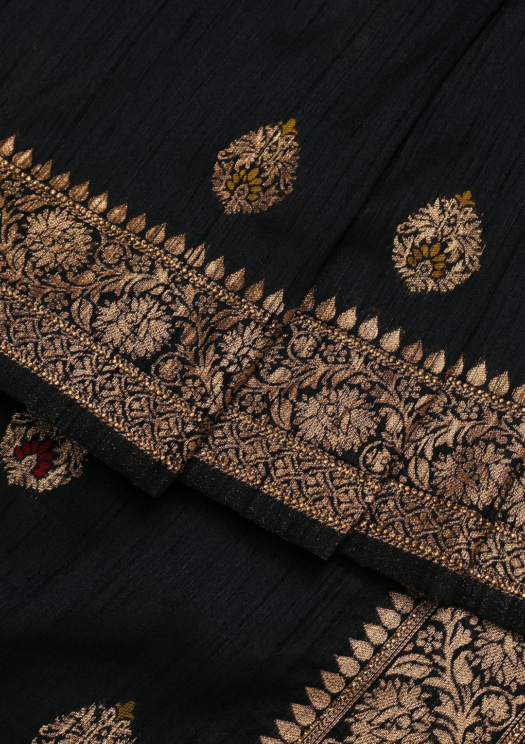 Black Zariwork Raw Silk Saree-Koskii