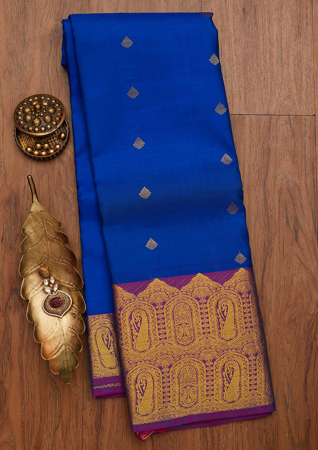 Blue Zariwork Pure Silk Designer Saree - koskii