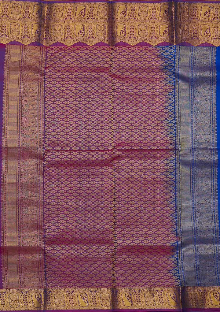 Blue Zariwork Pure Silk Designer Saree - koskii