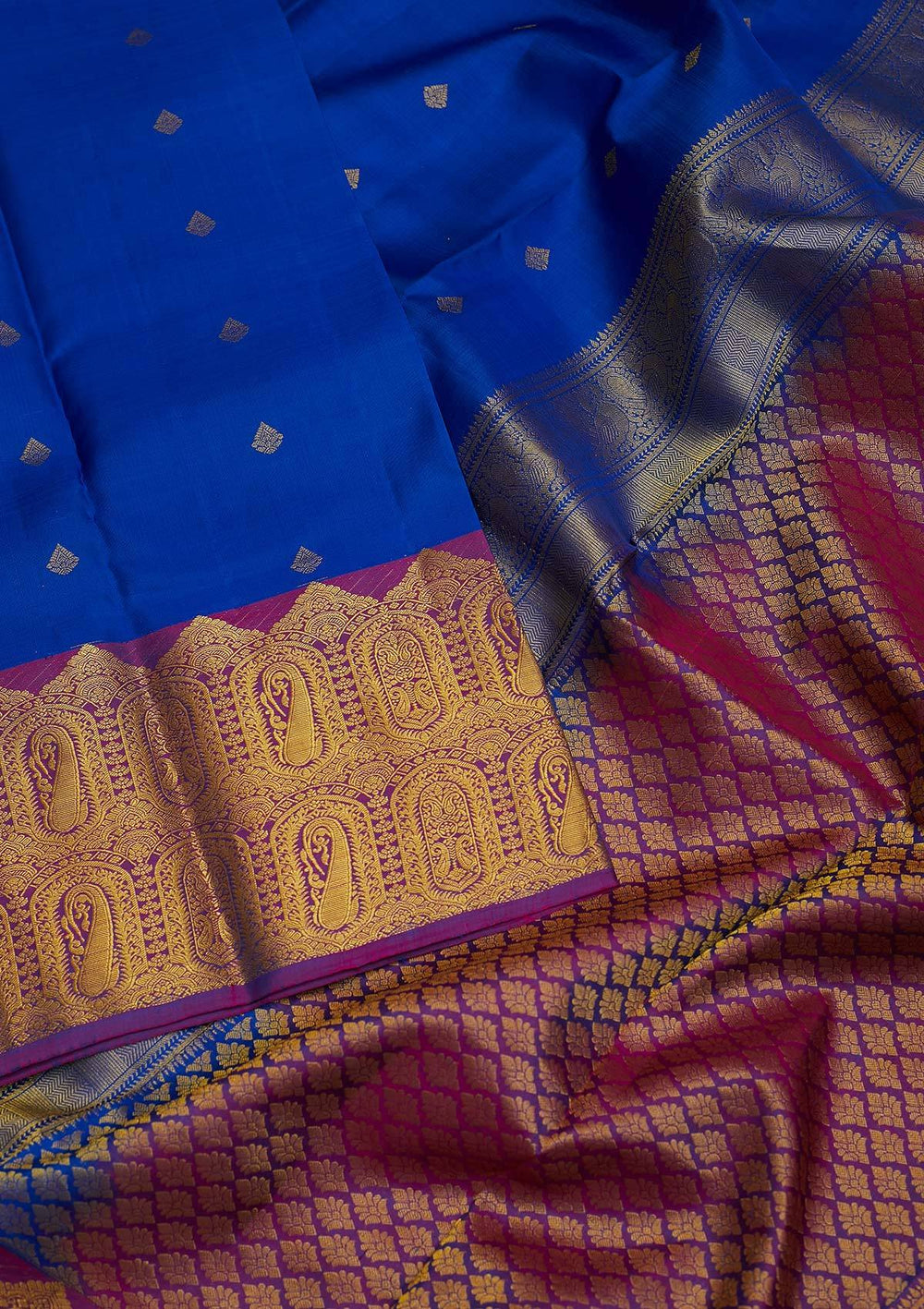 Blue Zariwork Pure Silk Designer Saree - koskii