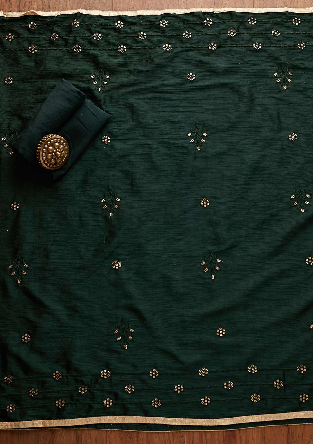 Bottle Green Cutdana Georgette Designer Semi-Stitched Salwar Suit - Koskii