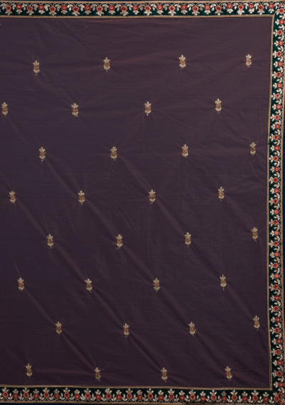 Bottle Green Gotapatti Raw Silk Designer Semi-Stitched Lehenga - Koskii