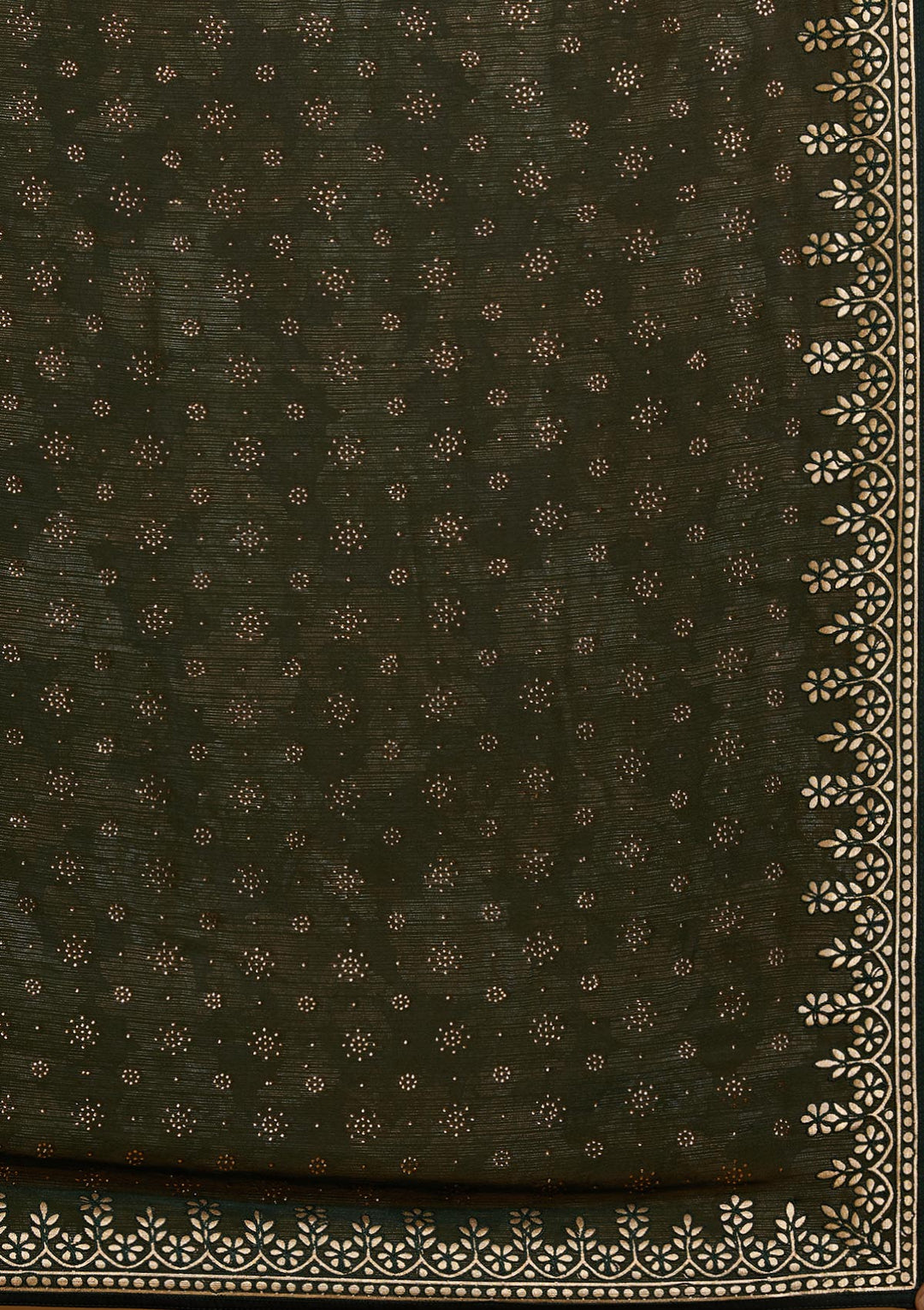Bottle Green Gotapatti Semi Crepe Designer Saree - koskii