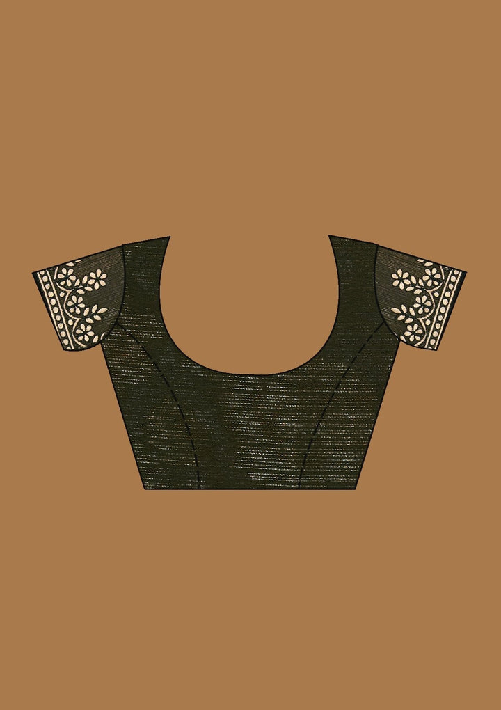 Bottle Green Gotapatti Semi Crepe Designer Saree - koskii