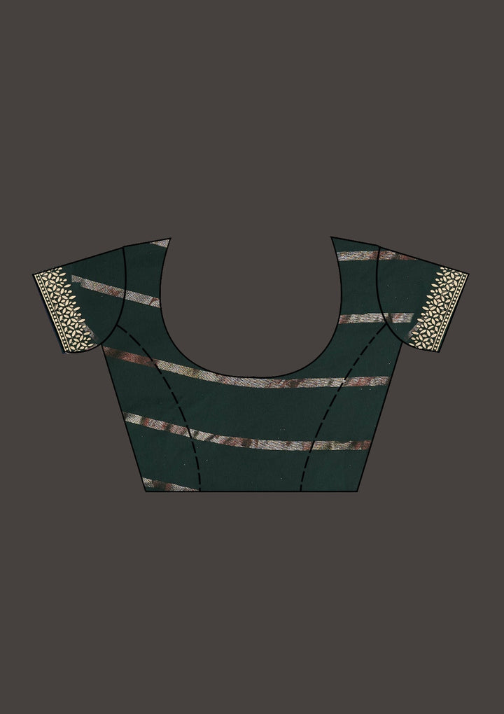Bottle Green Gotapatti Shimmer Saree - Koskii
