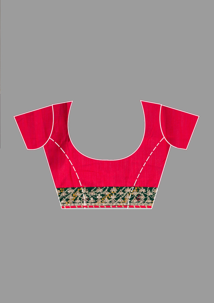 Bottle Green Printed Georgette Saree-Koskii