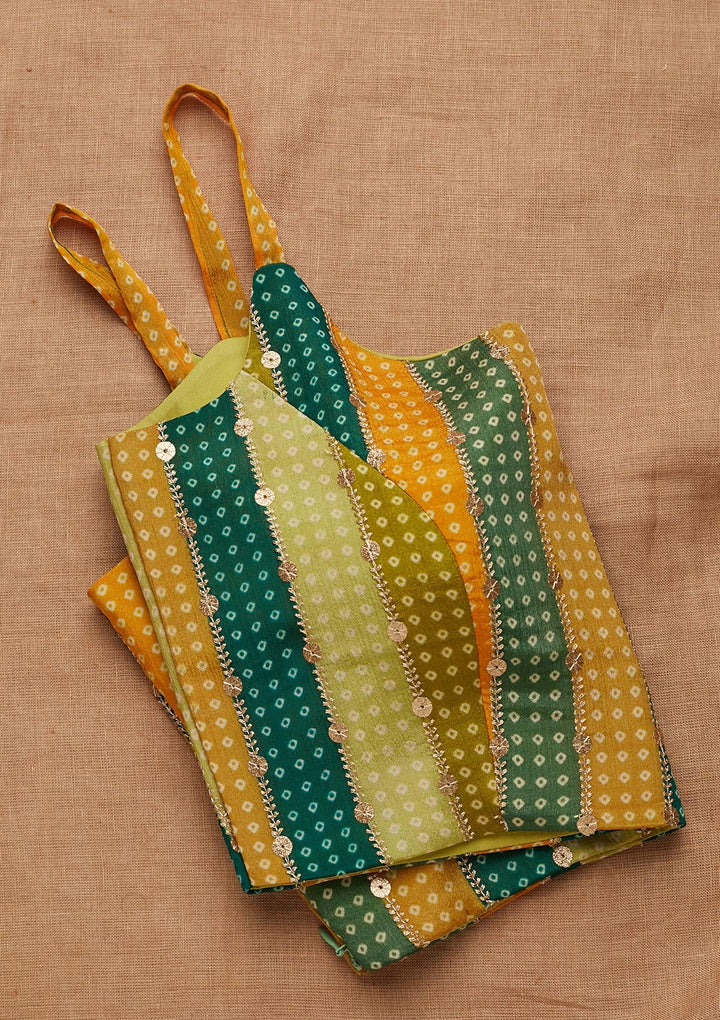 Bottle Green Sequins Georgette Blouse-Koskii