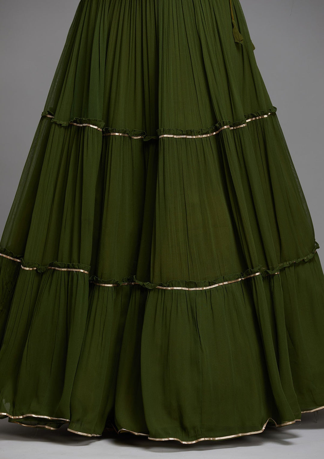 Bottle Green Sequins Georgette Designer Lehenga - Koskii