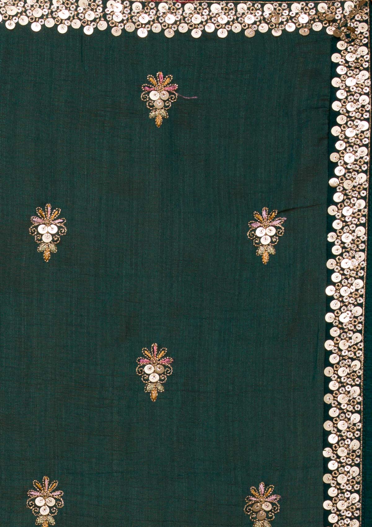 Bottle Green Sequins Georgette Designer Lehenga-Koskii