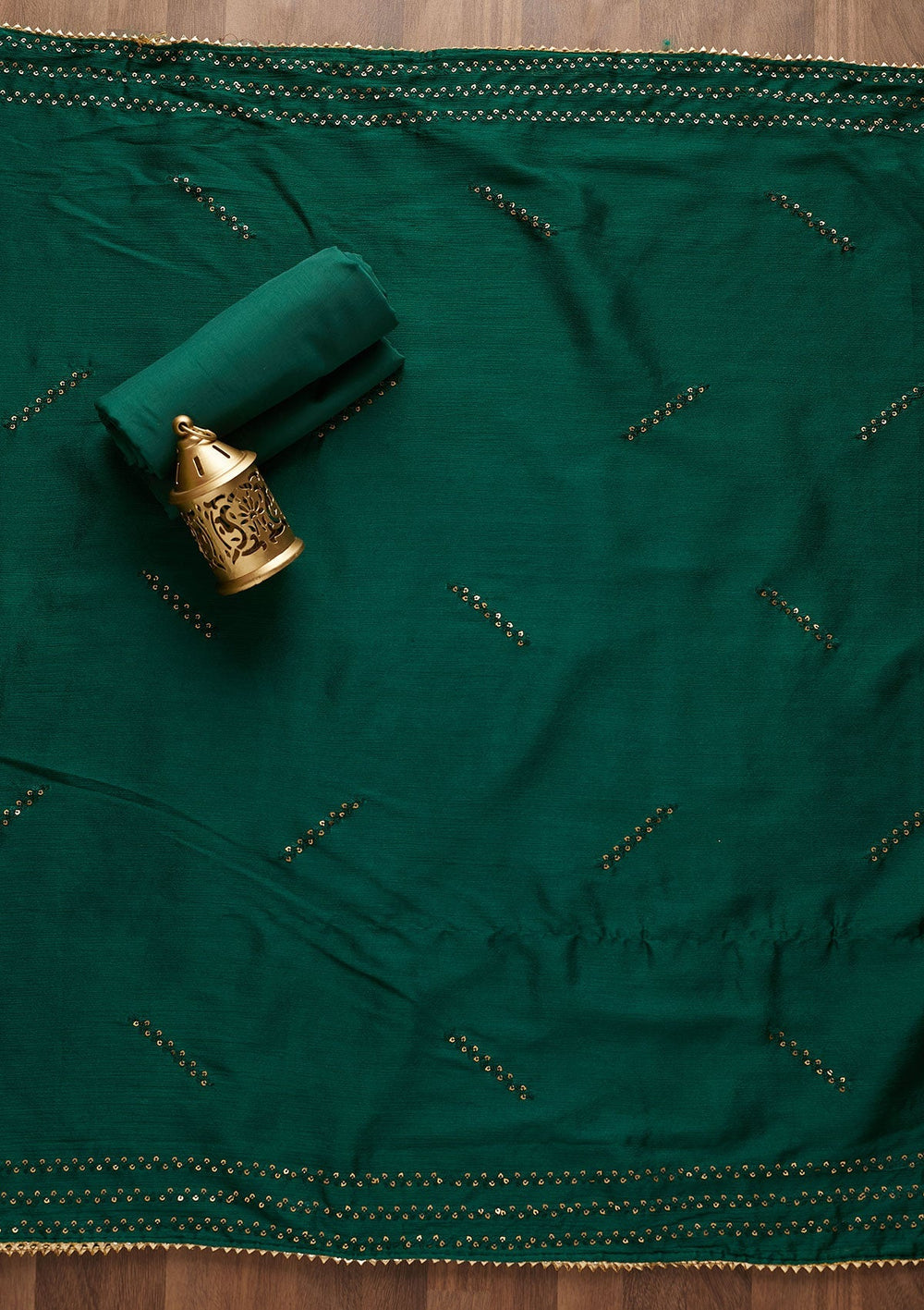Bottle Green Sequins Georgette Designer Semi-Stitched Salwar Suit - Koskii