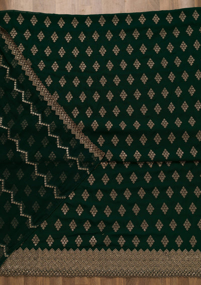 Bottle Green Sequins Georgette Unstitched Salwar Suit-Koskii