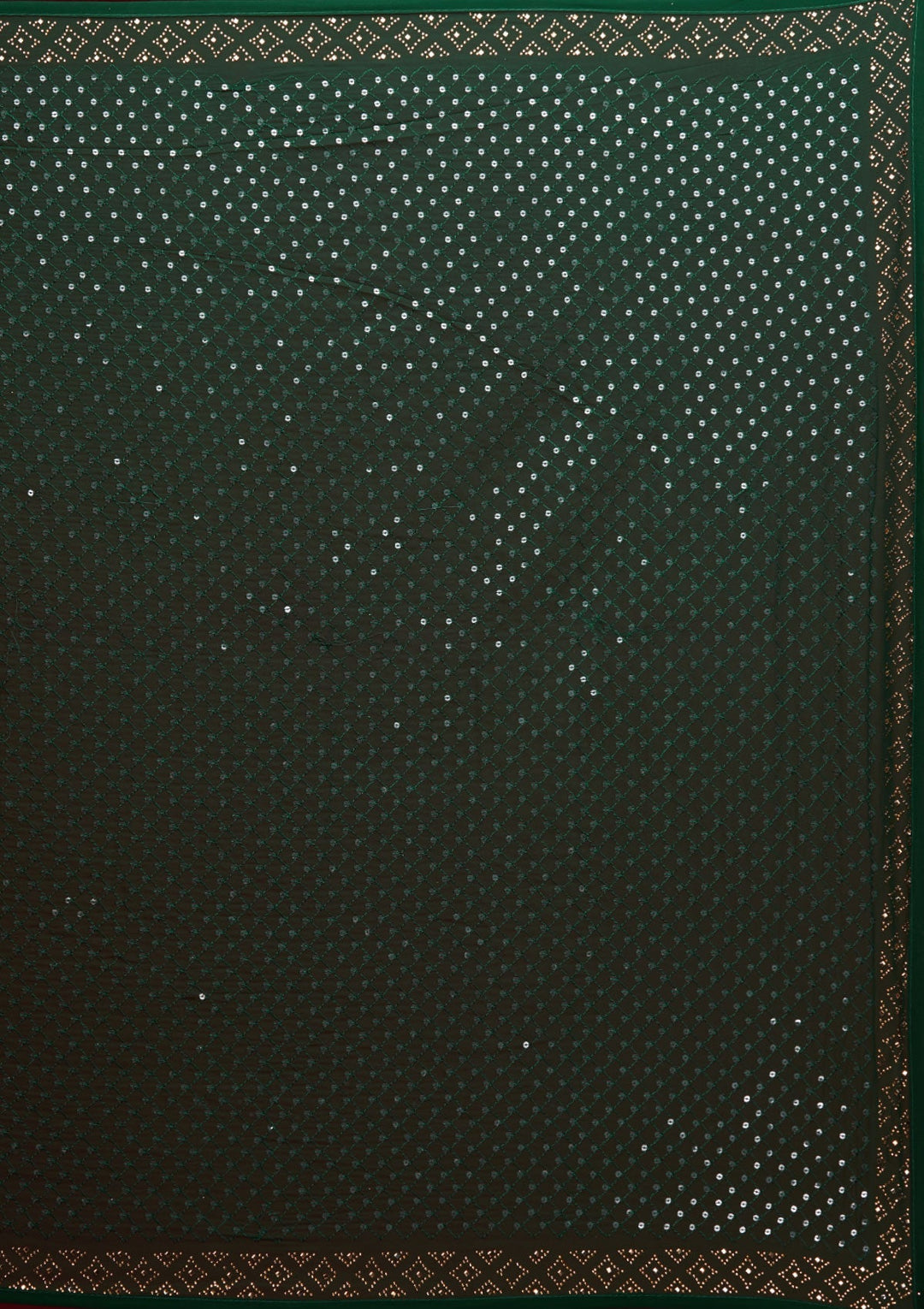 Bottle Green Sequins Georgette Saree - Koskii