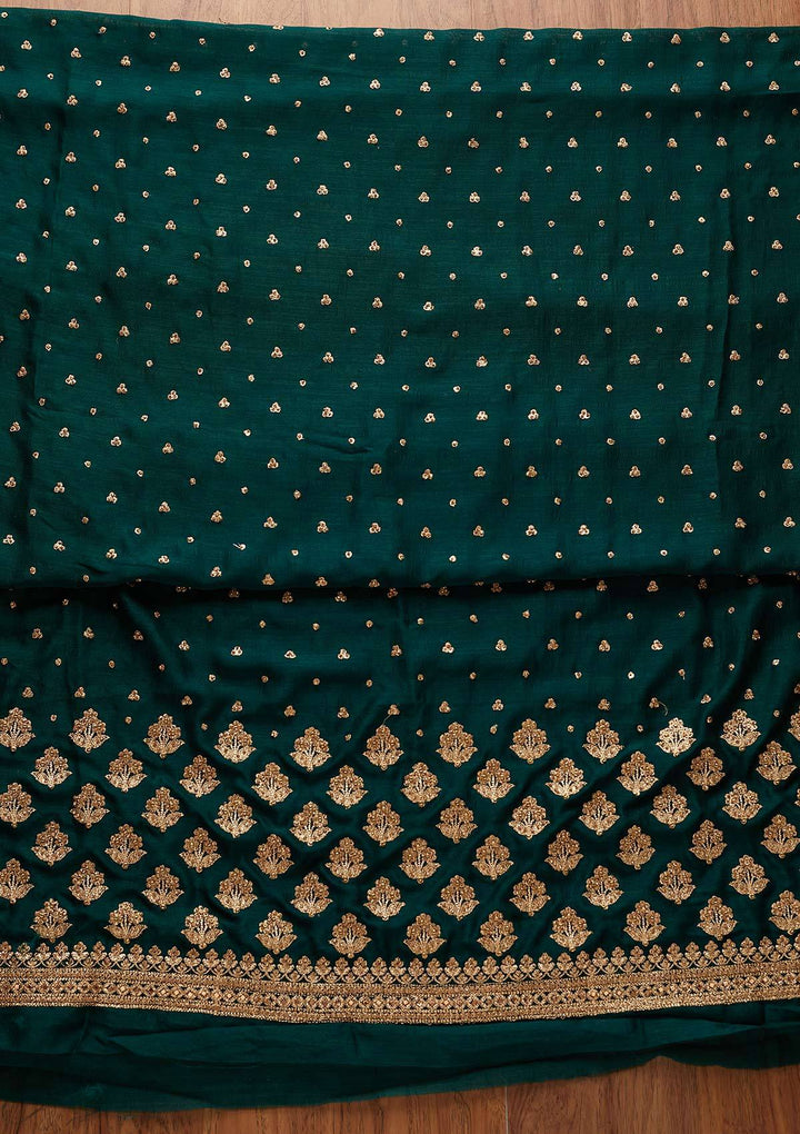 Bottle Green Stonework Georgette Designer Unstitched Salwar Suit - koskii