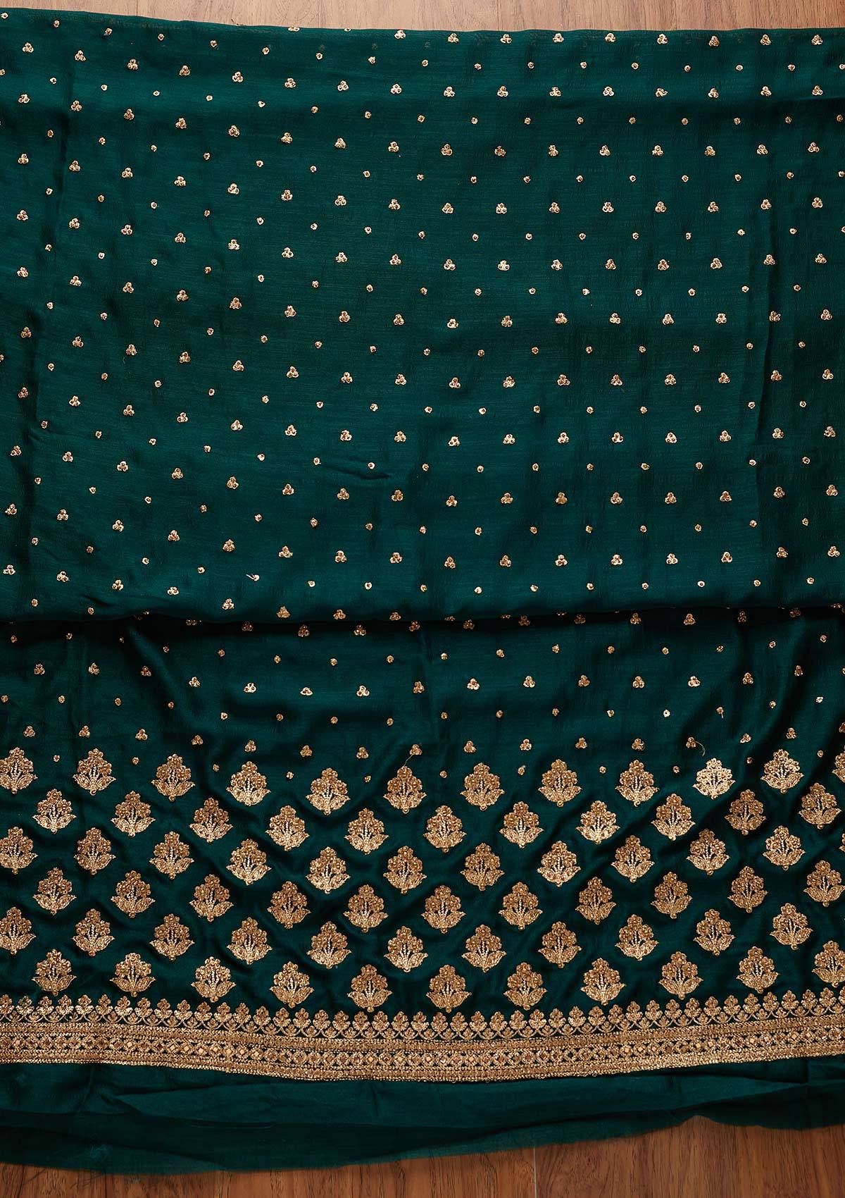 Bottle Green Stonework Georgette Designer Unstitched Salwar Suit - koskii