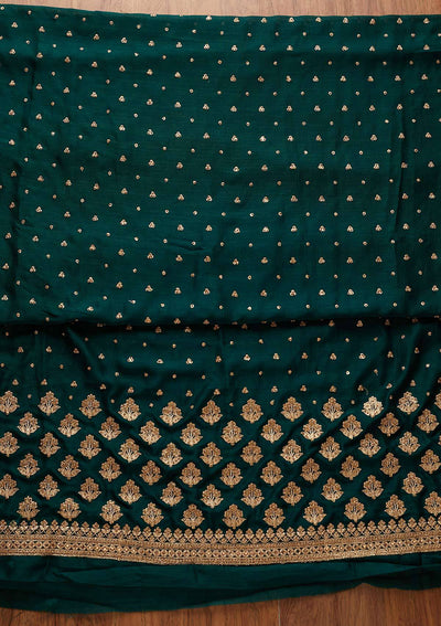 Bottle Green Stonework Georgette Designer Unstitched Salwar Suit - koskii