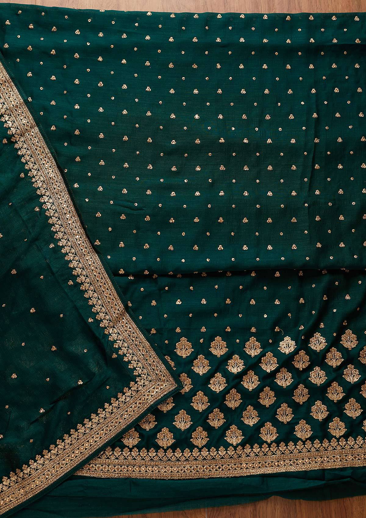 Bottle Green Stonework Georgette Designer Unstitched Salwar Suit - koskii