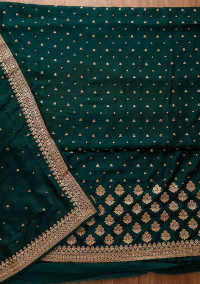 Bottle Green Stonework Georgette Designer Unstitched Salwar Suit - koskii