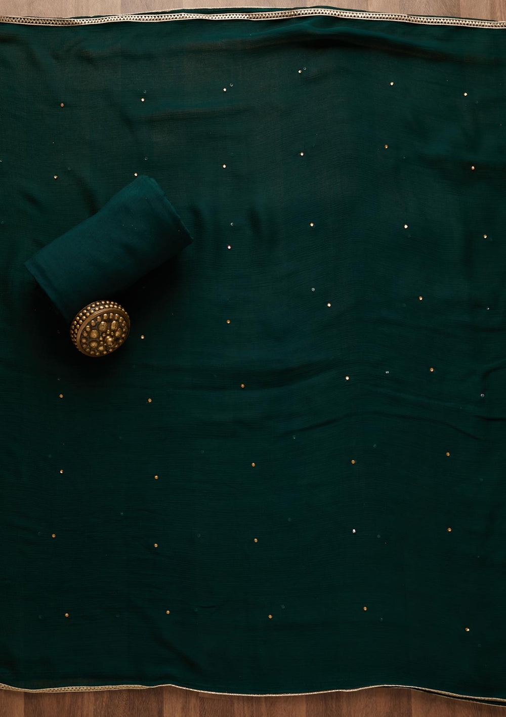 Bottle Green Stonework Georgette Unstitched Salwar Suit-Koskii