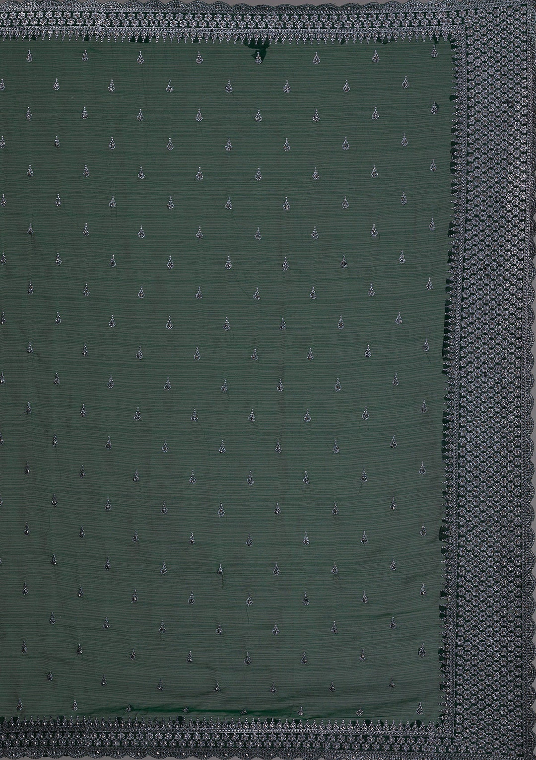 Bottle Green Stonework Georgette Saree-Koskii