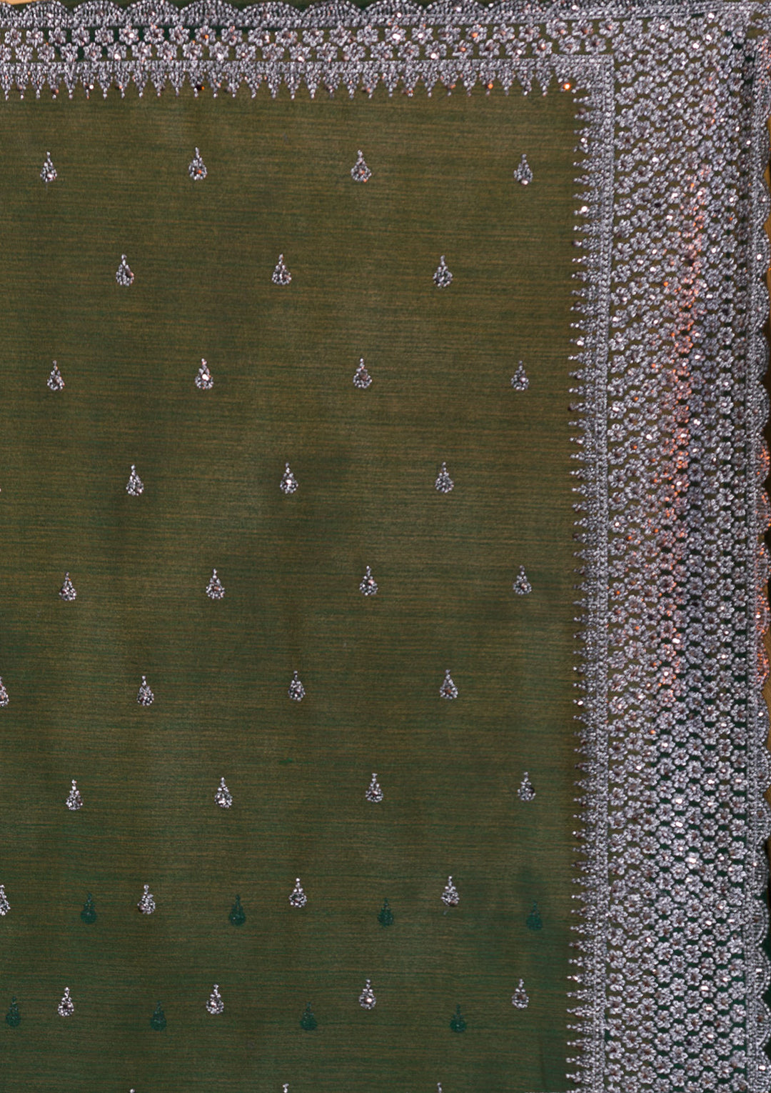 Bottle Green Stonework Georgette Saree-Koskii