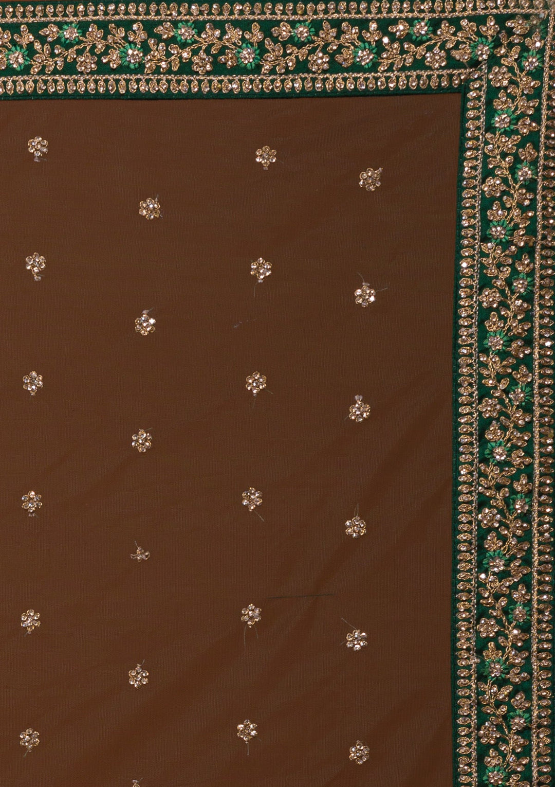Bottle Green Stonework Raw Silk Designer Lehenga-Koskii