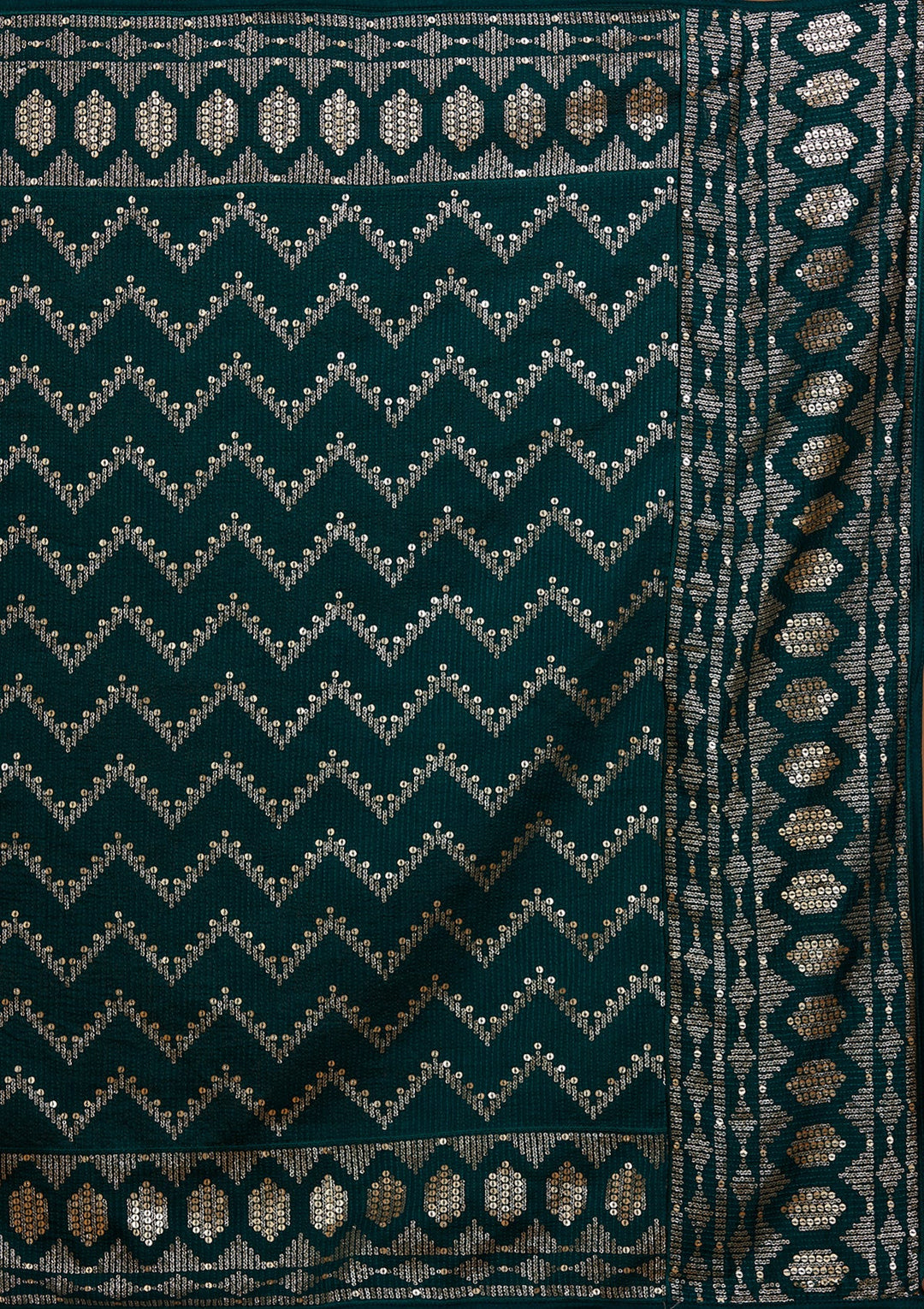 Bottle Green Swarovski Raw Silk Salwar Suit-Koskii