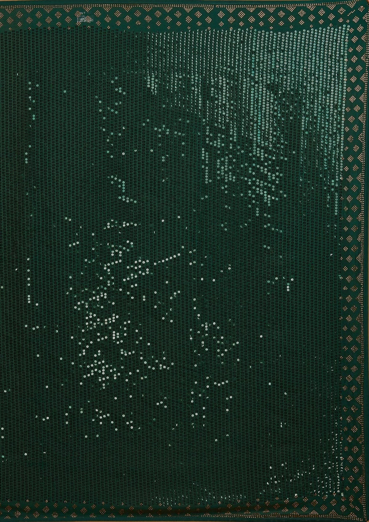 Bottle Green Swarovski Semi Crepe Designer Saree - Koskii