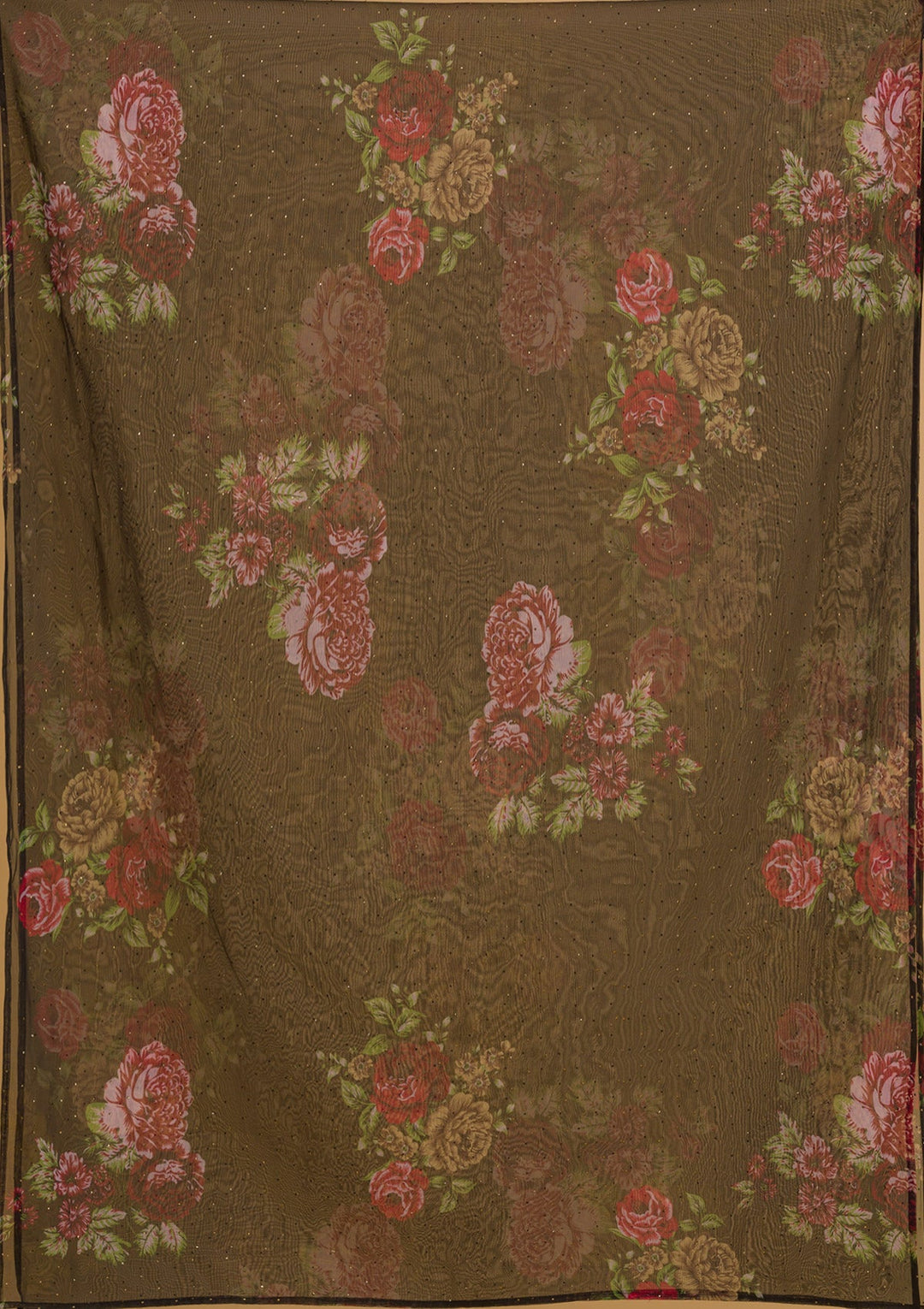 Bottle Green Swarovski Tissue Semi Stitched Lehenga-Koskii