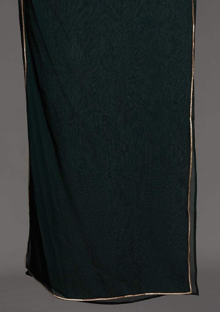 Bottle Green Threadwork Georgette Designer Salwar Suit - Koskii