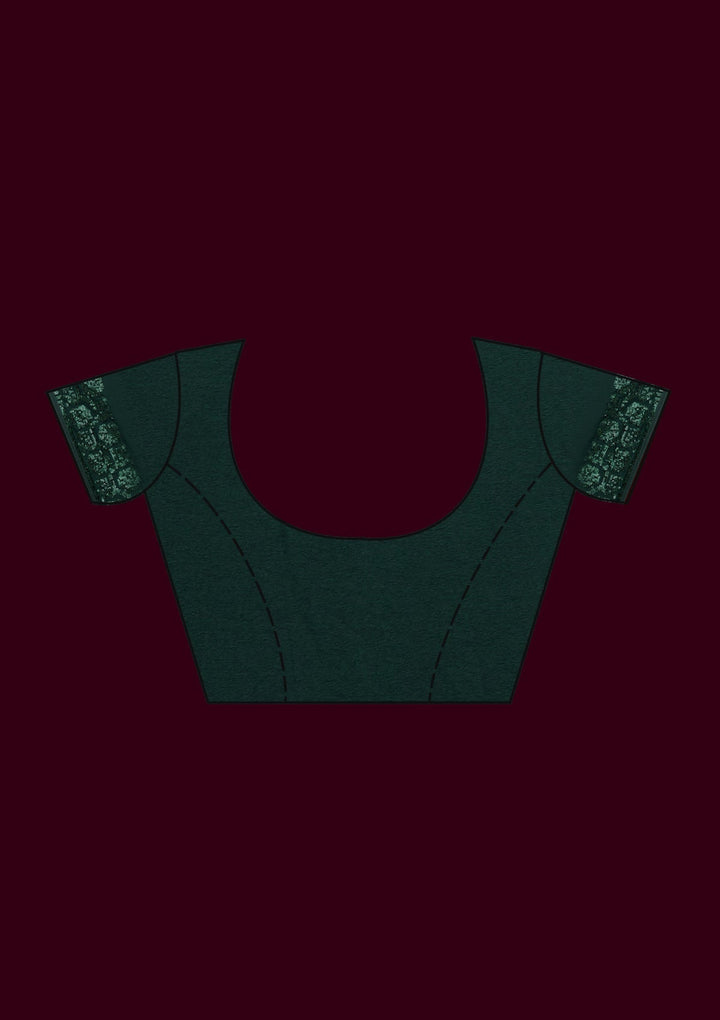 Bottle Green Threadwork Georgette Saree - Koskii