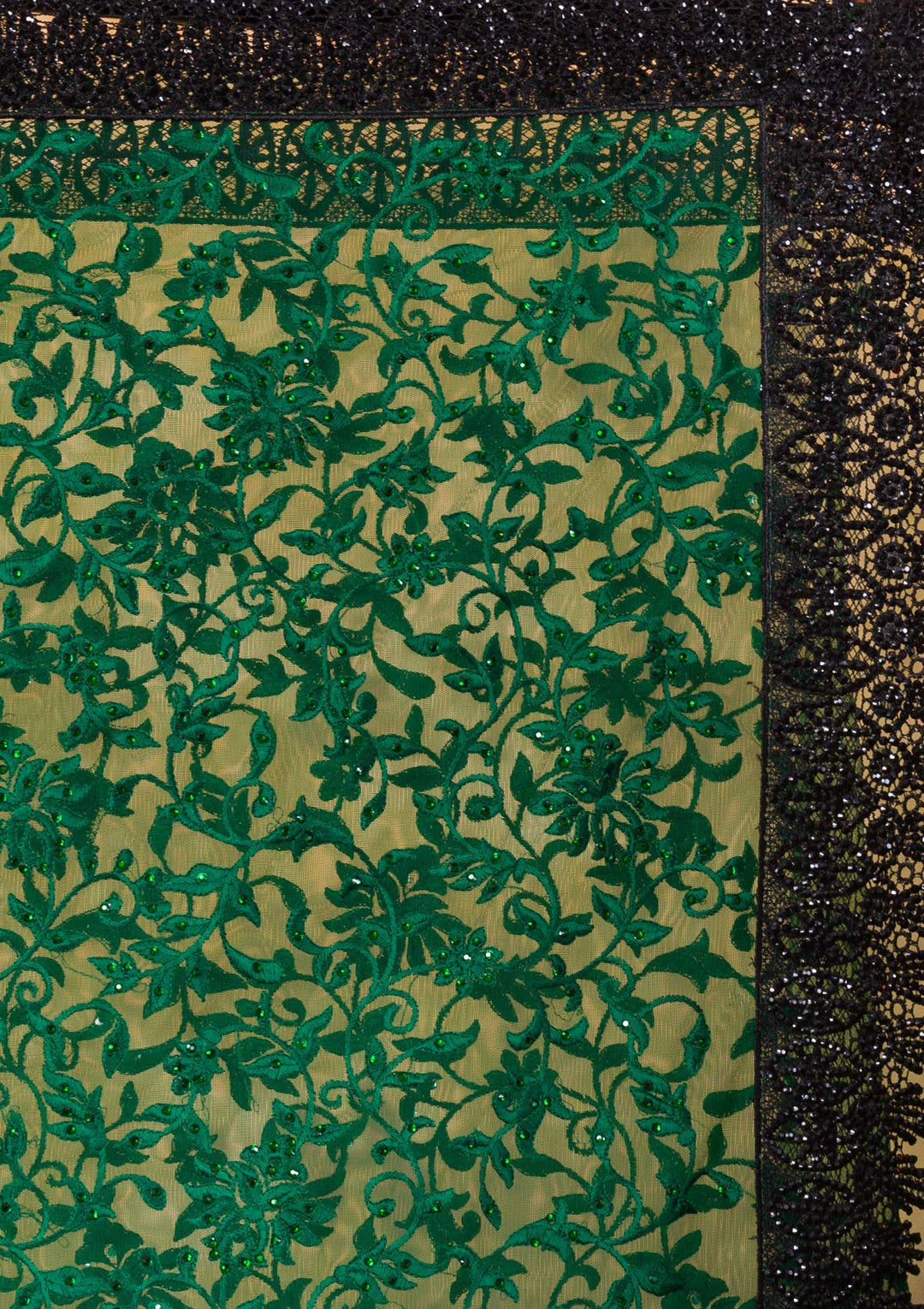 Bottle Green Threadwork Georgette Saree-Koskii