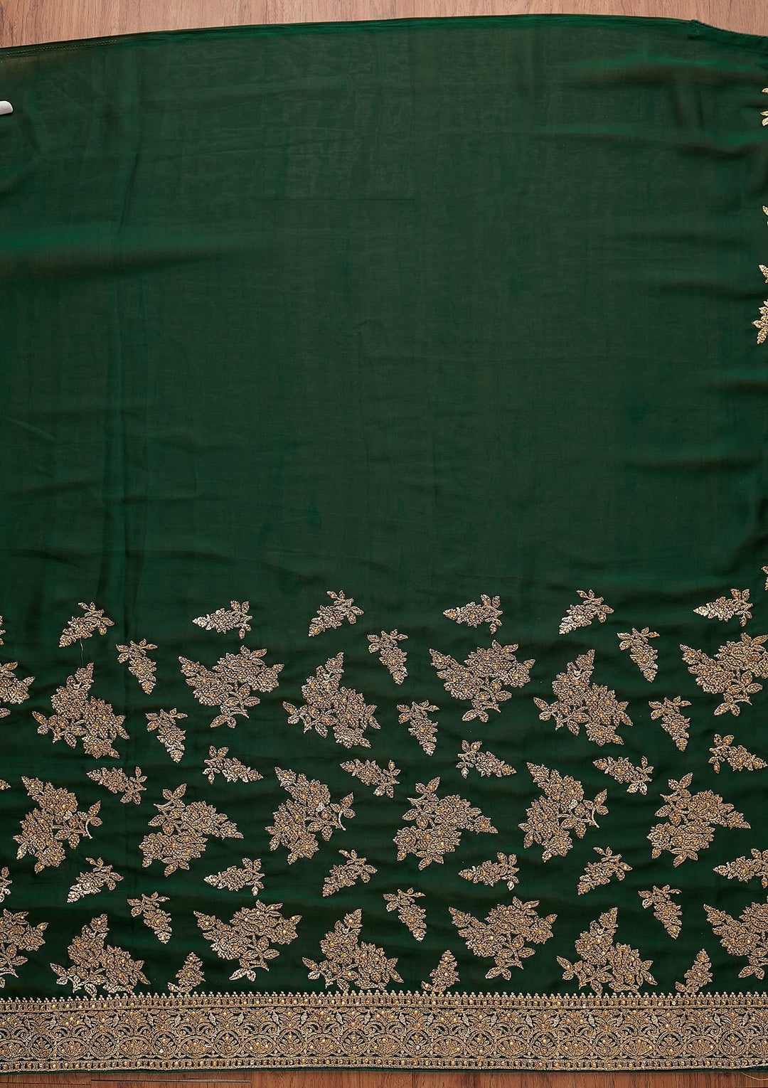 Bottle Green Zariwork Art Silk Designer Saree - koskii