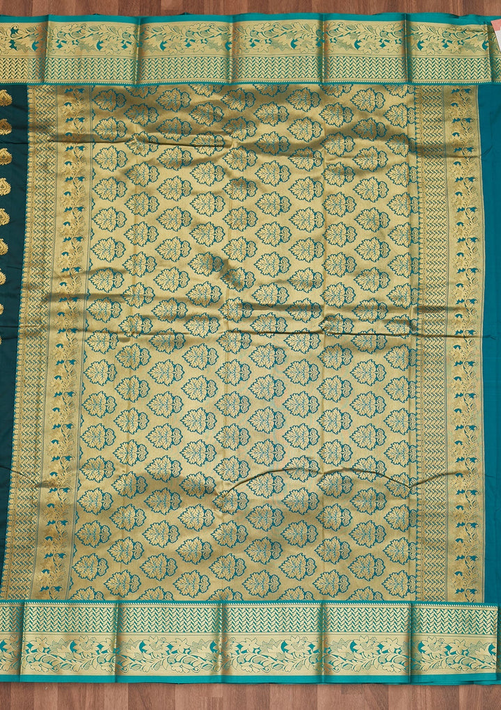 Bottle Green Zariwork Art Silk Designer Saree - Koskii