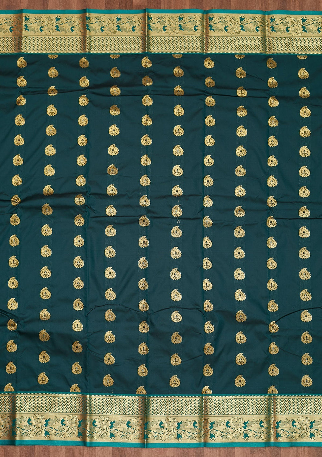 Bottle Green Zariwork Art Silk Designer Saree - Koskii