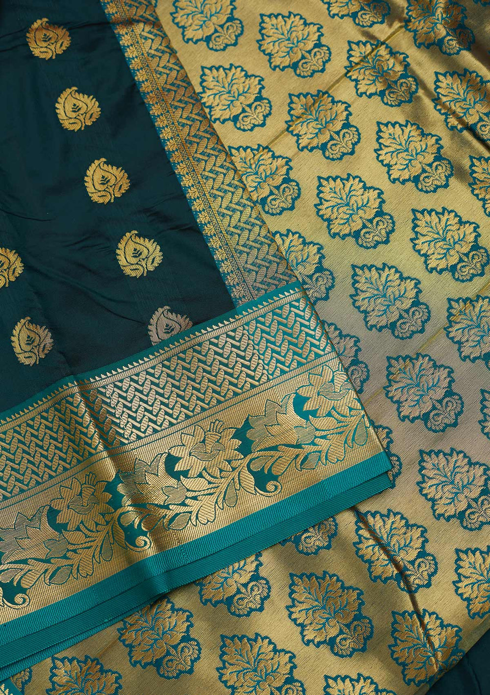Bottle Green Zariwork Art Silk Designer Saree - Koskii