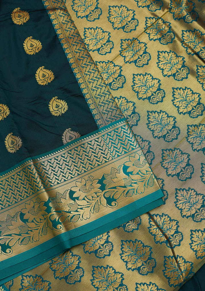 Bottle Green Zariwork Art Silk Designer Saree - Koskii