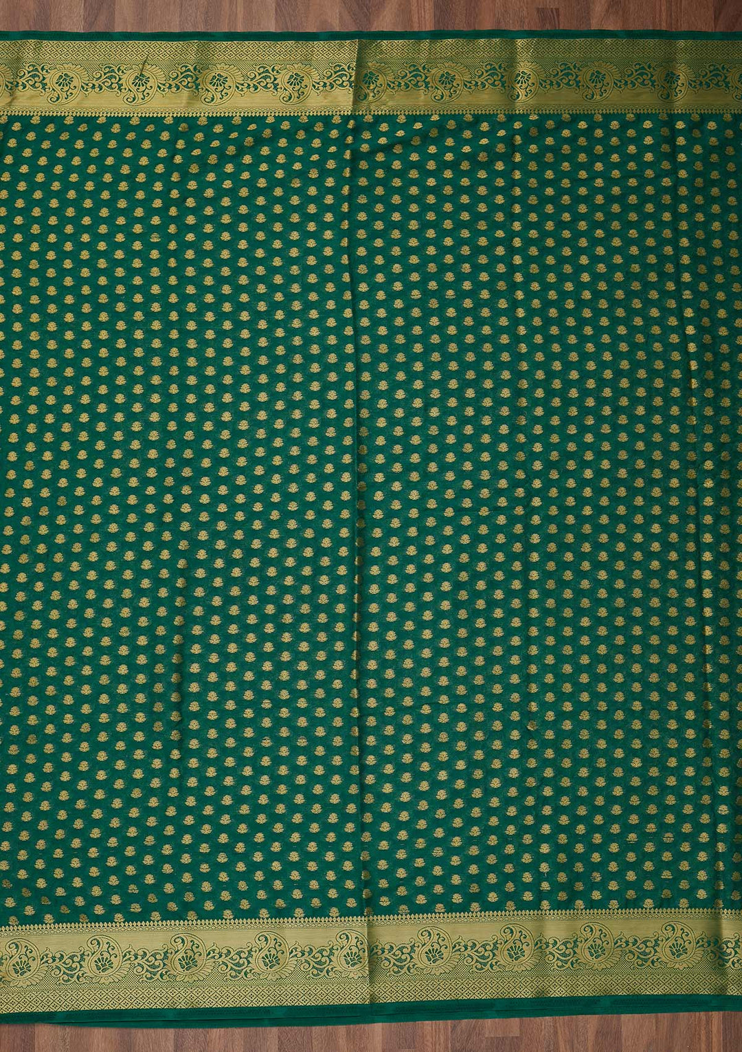 Bottle Green Zariwork Art Silk Saree-Koskii