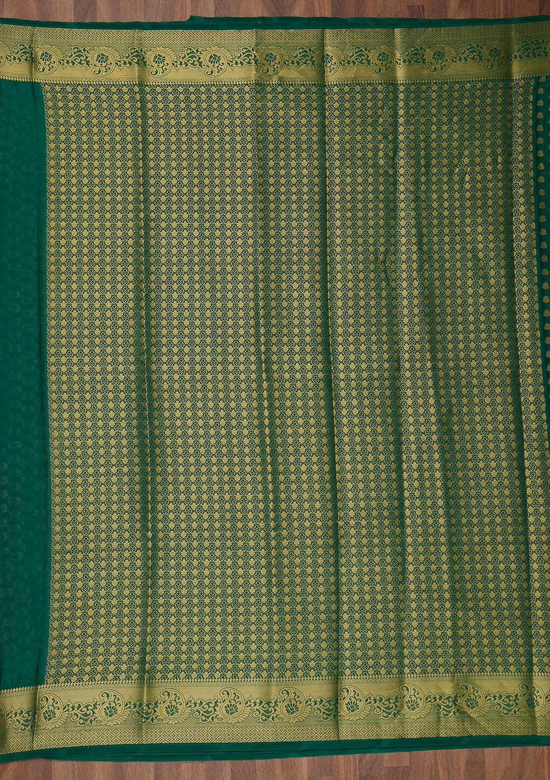 Bottle Green Zariwork Art Silk Saree-Koskii