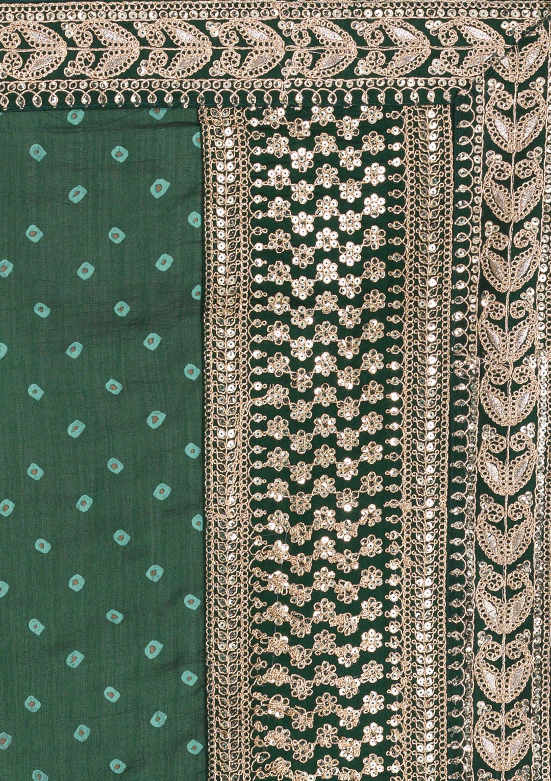 Bottle Green Zariwork Art Silk Saree-Koskii