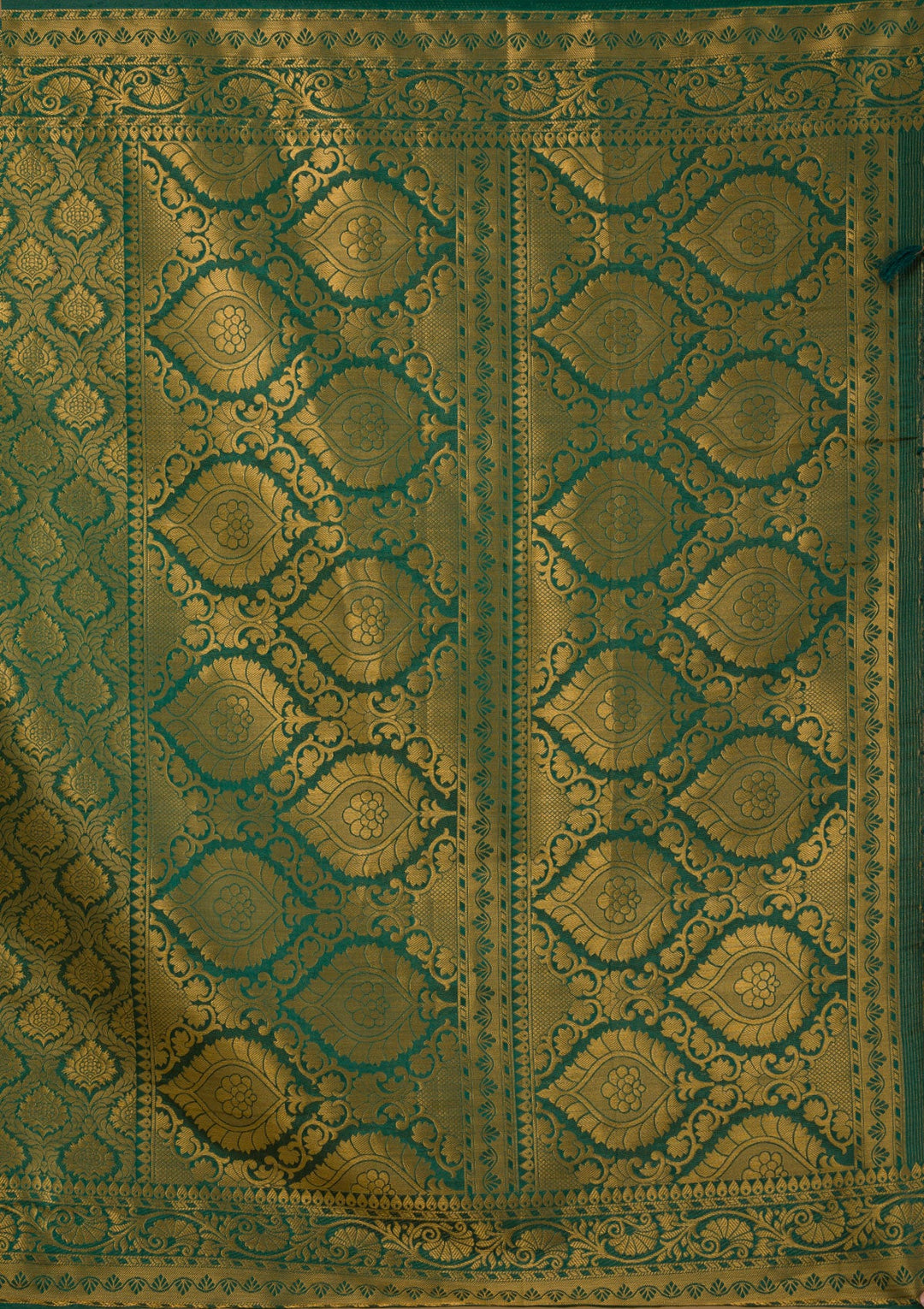 Bottle Green Zariwork Banarasi Saree-Koskii