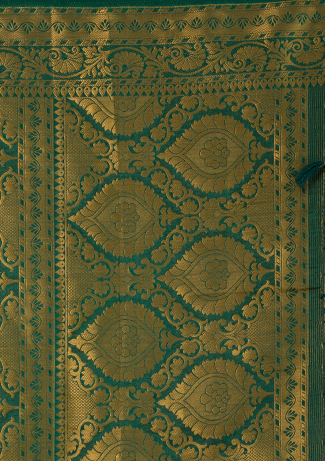 Bottle Green Zariwork Banarasi Saree-Koskii