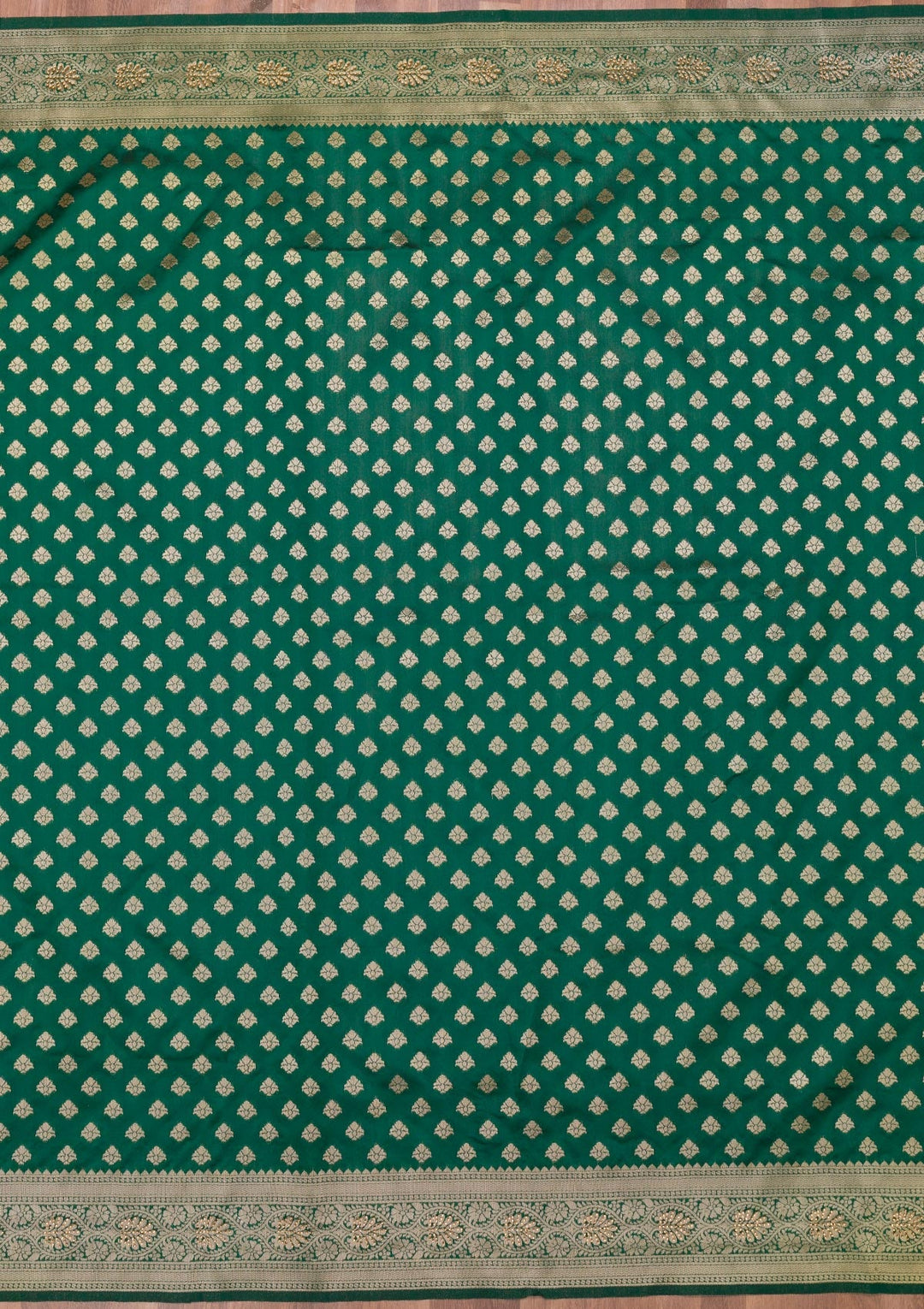 Bottle Green Zariwork Art Silk Saree-Koskii