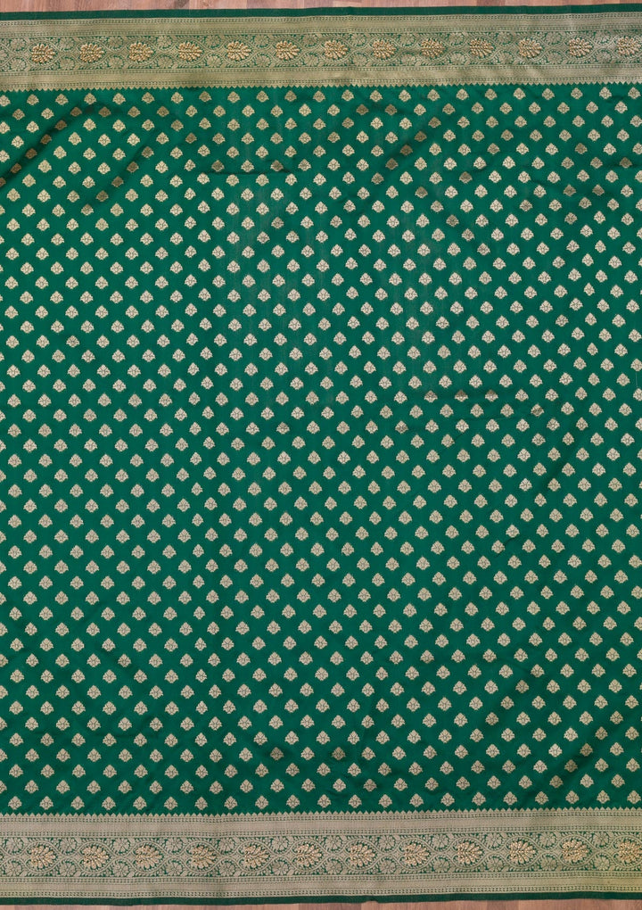 Bottle Green Zariwork Art Silk Saree-Koskii