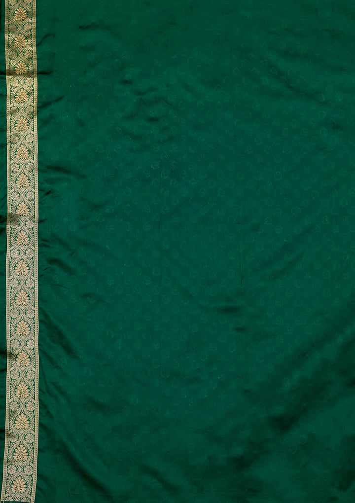 Bottle Green Zariwork Art Silk Saree-Koskii
