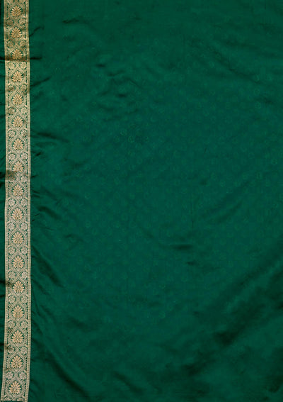 Bottle Green Zariwork Art Silk Saree-Koskii