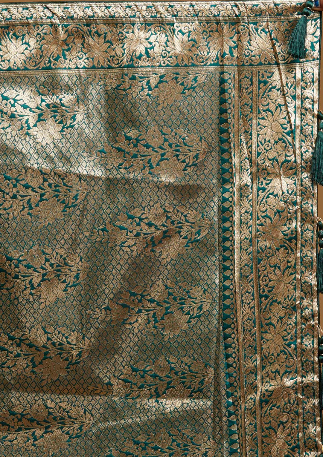Bottle Green Zariwork Banarasi Designer Saree - koskii